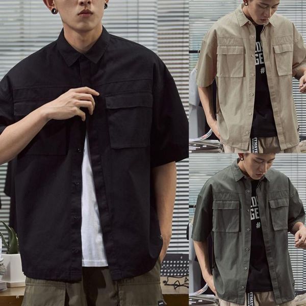 men's casual shirts shirt short sleeve pockets solid color buttons for school loose fashion oversized long, White;black
men's casual shirts shirt short sleeve pockets solid color buttons for school loose fashion oversized long, White;black