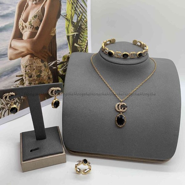 special offer 70% off luxury jewelry gujia suit 21 years new brass full necklace bracelet ear ring double letter net red temperament female, Black
special offer 70% off luxury jewelry gujia suit 21 years new brass full necklace bracelet ear ring double letter net red temperament female, Black