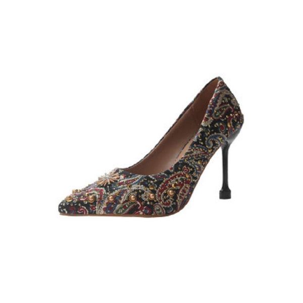 dress shoes 2021 spring women's fashion high-heeled wild shallow breathable rhinestone rivet sleeve toe slender heel, Black
dress shoes 2021 spring women's fashion high-heeled wild shallow breathable rhinestone rivet sleeve toe slender heel, Black