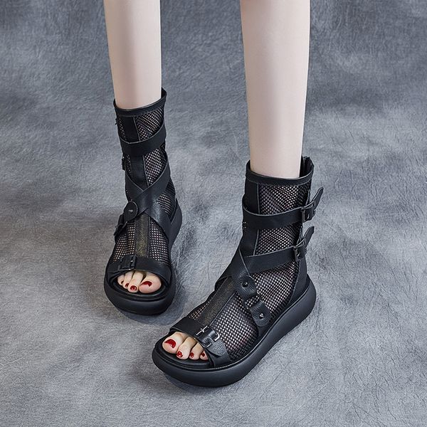 luxury dress shoes cool cut-out 2021 summer rivet fish mouth net boots high slope heel soft leather mh sandal's sho, Black
luxury dress shoes cool cut-out 2021 summer rivet fish mouth net boots high slope heel soft leather mh sandal's sho, Black