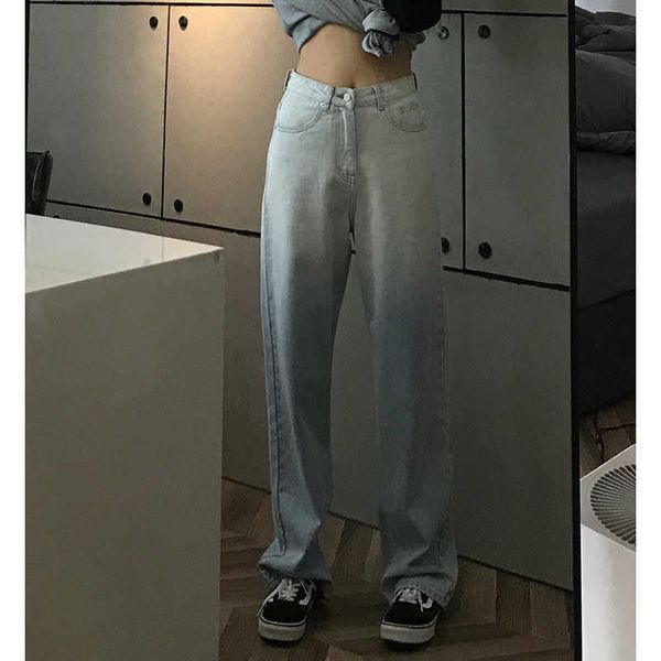 shop wang girl's gradient jeans light be straight tube loose high waist thin wide leg pants, Blue
shop wang girl's gradient jeans light be straight tube loose high waist thin wide leg pants, Blue