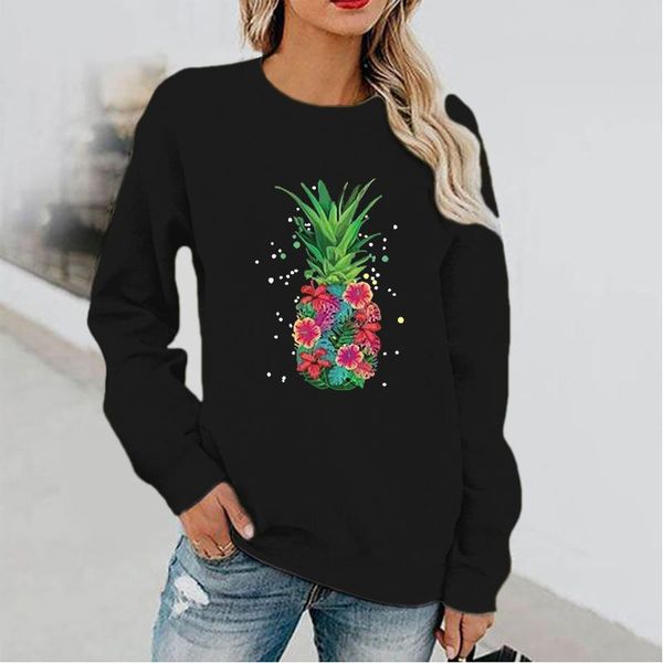 women's hoodies & sweatshirts pineapple gothic fun printed o-neck solid color autumn long sleeve pullover clothes femme, Black
women's hoodies & sweatshirts pineapple gothic fun printed o-neck solid color autumn long sleeve pullover clothes femme, Black