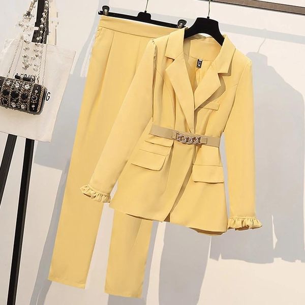 women's two piece pants plus size women blazer work suit jacket coat and pant office lady matching set 2021 autumn winter yellow clothi, White
women's two piece pants plus size women blazer work suit jacket coat and pant office lady matching set 2021 autumn winter yellow clothi, White