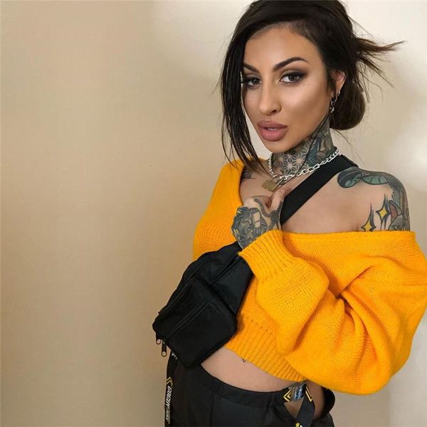 women's sweaters neon 2021 autumn winter pullovers cropped club elastic women fashion full o neck streetwear lazy style m0832, White;black
women's sweaters neon 2021 autumn winter pullovers cropped club elastic women fashion full o neck streetwear lazy style m0832, White;black