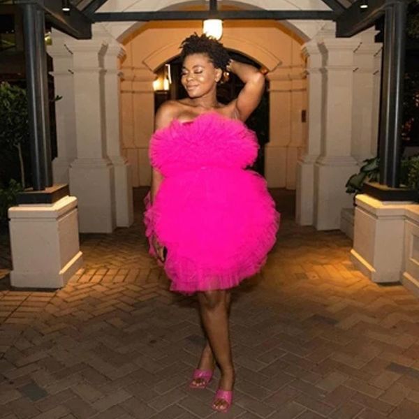 fuchsia ruffled tulle mini dress women puffy tiered girls cocktail party gowns fashion strapless sleeveless short tulle dresses, Black;gray
fuchsia ruffled tulle mini dress women puffy tiered girls cocktail party gowns fashion strapless sleeveless short tulle dresses, Black;gray