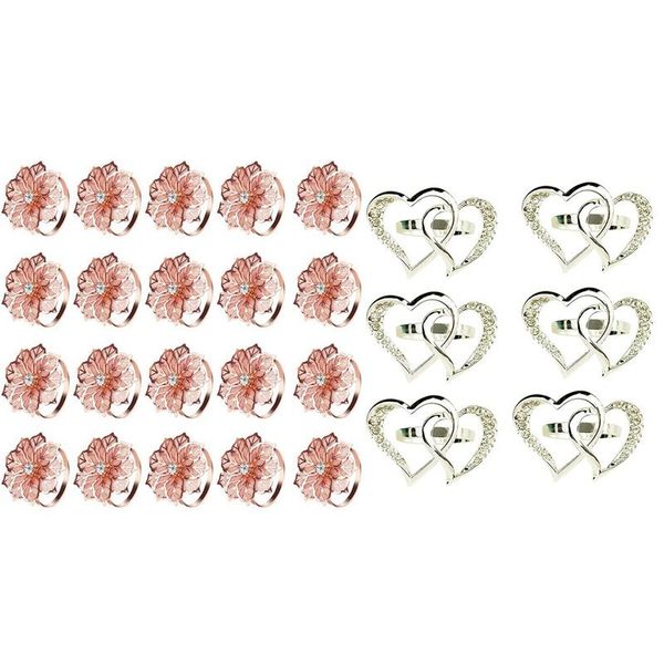 napkin rings 26 pcs ring decor for valentine's day party dinner table decoration, 20 rose gold & 6 silver