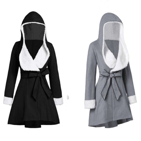 autumn and winter new hooded lamb wool slim waist lace medium long woolen coat women's clothing, Black
autumn and winter new hooded lamb wool slim waist lace medium long woolen coat women's clothing, Black