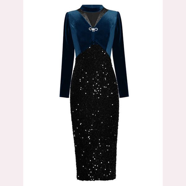 est fashion runway dress women's v-neck brooch long sleeve velvet stitching sequins hip 210526, Black;gray
est fashion runway dress women's v-neck brooch long sleeve velvet stitching sequins hip 210526, Black;gray