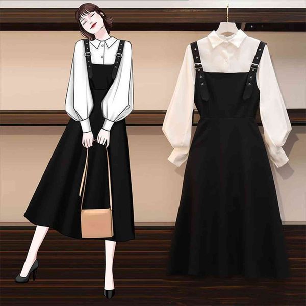 fashion long sleeve button womens dress shirt strap dresstwo piece korean style plus size 4xl suit casual high waist dresses, Black;gray
fashion long sleeve button womens dress shirt strap dresstwo piece korean style plus size 4xl suit casual high waist dresses, Black;gray