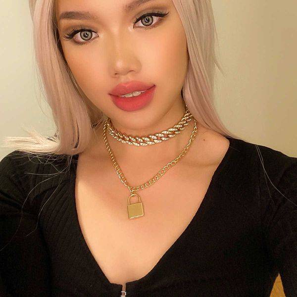 jewelry exaggeration fashion inlaid diamond cuban chain women's simple versatile lock pendant necklace, Silver
jewelry exaggeration fashion inlaid diamond cuban chain women's simple versatile lock pendant necklace, Silver