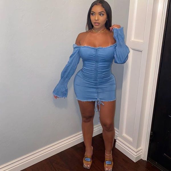 casual dresses off shoulder denim dress fall clothes for women 2021 slash neck flare sleeve jean sheath party bodycon vestidos, Black;gray
casual dresses off shoulder denim dress fall clothes for women 2021 slash neck flare sleeve jean sheath party bodycon vestidos, Black;gray