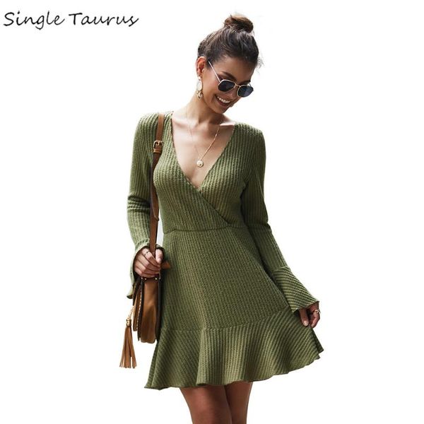 casual dresses fall winter knitting cotton dress women v neck elegant ruffle sleeve mini high waist vintage ropa mujer, Black;gray
casual dresses fall winter knitting cotton dress women v neck elegant ruffle sleeve mini high waist vintage ropa mujer, Black;gray