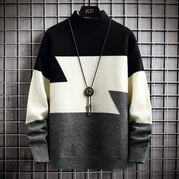 men's sweaters 2021 winter patchwork christmas sweater men's fashion jumper warm thick pull wool collar, White;black
men's sweaters 2021 winter patchwork christmas sweater men's fashion jumper warm thick pull wool collar, White;black