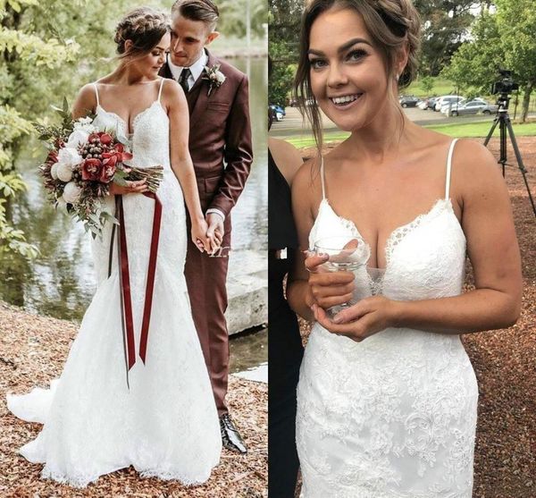 summer ivory lace mermaid wedding dresses 2021 spaghetti straps long beach garden bridal gowns v-neck backless vestidos de novia, White
summer ivory lace mermaid wedding dresses 2021 spaghetti straps long beach garden bridal gowns v-neck backless vestidos de novia, White
