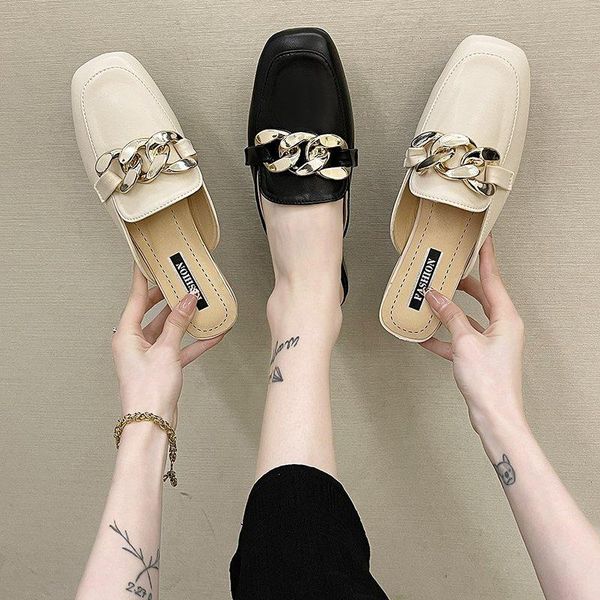 slippers mules for women 2021 cover toe casual med shoes slides pantofle rivet low luxury summer flat rome square heel basic, Black
slippers mules for women 2021 cover toe casual med shoes slides pantofle rivet low luxury summer flat rome square heel basic, Black