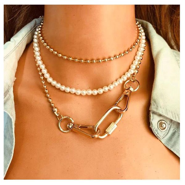 pendant necklaces hahagirl multi-layer gold color metal alloy choker necklace for women trend charm faux pearl jewelry fashion gift, Silver
pendant necklaces hahagirl multi-layer gold color metal alloy choker necklace for women trend charm faux pearl jewelry fashion gift, Silver