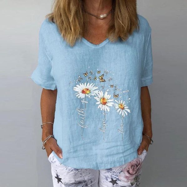 women's t-shirt t-shirts short sleeve tshirt floral printed v-neck women shirt female casual woman tee summer top, White
women's t-shirt t-shirts short sleeve tshirt floral printed v-neck women shirt female casual woman tee summer top, White
