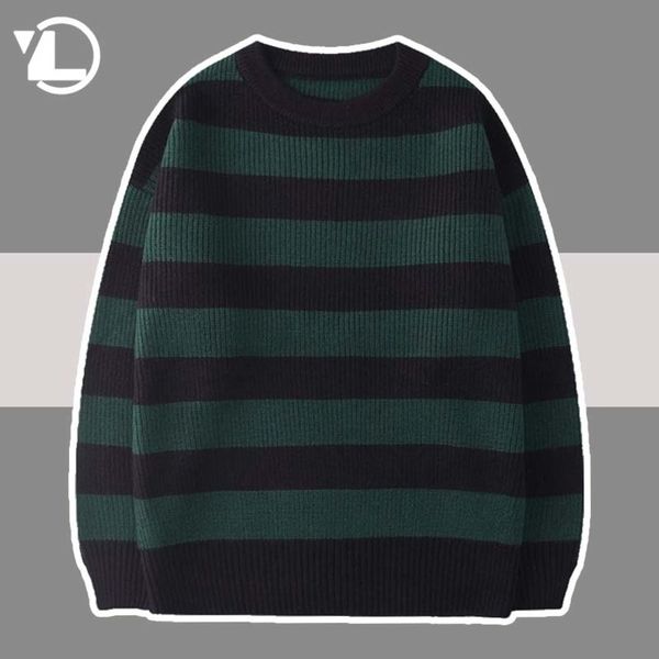 men's and women's striped knitted vintage loose sweaters, green, harajuku, warm, casual, neutral, autumn, White;black
men's and women's striped knitted vintage loose sweaters, green, harajuku, warm, casual, neutral, autumn, White;black