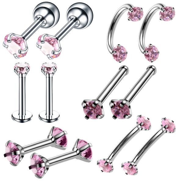 12pcs stainless steel nose pack crystal labret lip ring set women girl stud ear rings piercing lot nariz pin, Silver
12pcs stainless steel nose pack crystal labret lip ring set women girl stud ear rings piercing lot nariz pin, Silver