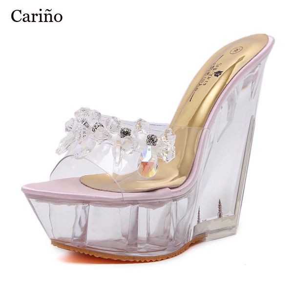 dress shoes women glass crystal wedge heel slippers summer waterproof platform non-slip super high sandals 34-43, Black
dress shoes women glass crystal wedge heel slippers summer waterproof platform non-slip super high sandals 34-43, Black