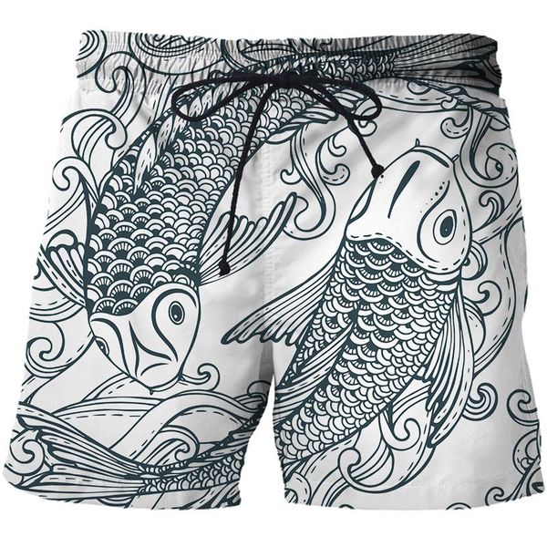 men's shorts 2021 swimming trunks for men summer 3d koi art pattern quick dry beach streetwear clothing, White;black
men's shorts 2021 swimming trunks for men summer 3d koi art pattern quick dry beach streetwear clothing, White;black