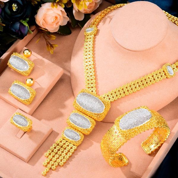 Earrings & Necklace GODKI Hollow Round 4Pcs Luxury Nigerian Jewelry Set For Women Wedding Cubic Zircon Dubai Bridal Earring Bangle Ring, Silver
Earrings & Necklace GODKI Hollow Round 4Pcs Luxury Nigerian Jewelry Set For Women Wedding Cubic Zircon Dubai Bridal Earring Bangle Ring, Silver