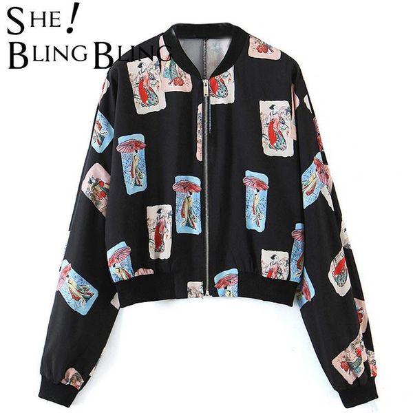 women's jackets sheblingbling fashion printed spring women loose jacket zipper front raglan sleeve casual crop female coats woman oute, Black;brown
women's jackets sheblingbling fashion printed spring women loose jacket zipper front raglan sleeve casual crop female coats woman oute, Black;brown