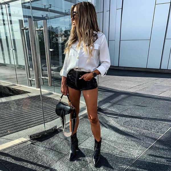 us womens loose blouse 1/2 sleeve button down solid casual s l xl polyester basic long sleeve casual autumn, White
us womens loose blouse 1/2 sleeve button down solid casual s l xl polyester basic long sleeve casual autumn, White