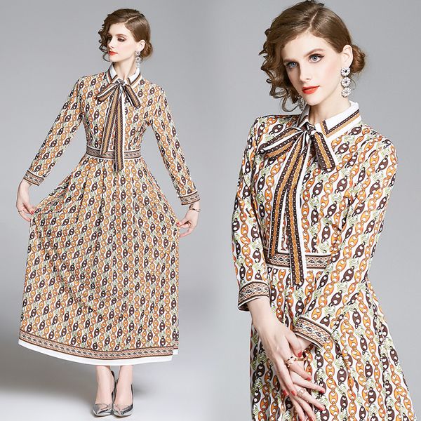 2021 new designer runway maxi female bow collar single breasted party es women flower printed boho long vestidos 7hkg, Black;gray
2021 new designer runway maxi female bow collar single breasted party es women flower printed boho long vestidos 7hkg, Black;gray