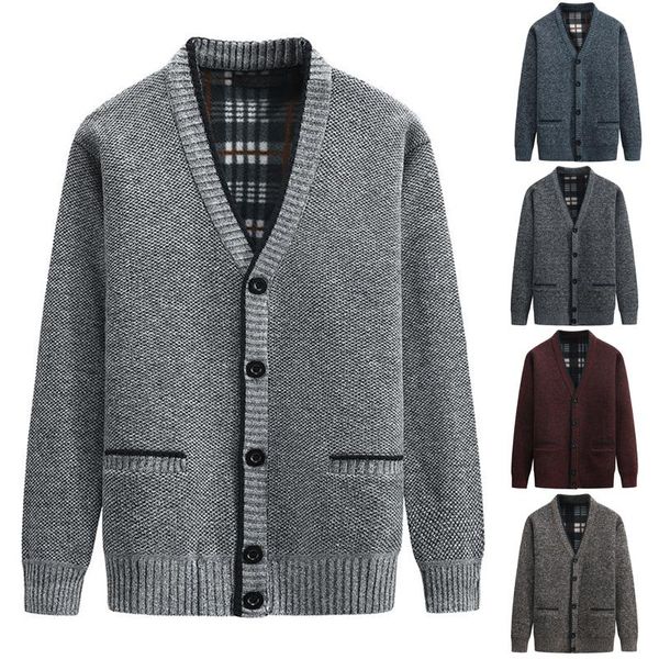 men's sweaters autumn and winter cardigan sweater fashion solid color v-neck large size thickening plus velvet, White;black
men's sweaters autumn and winter cardigan sweater fashion solid color v-neck large size thickening plus velvet, White;black
