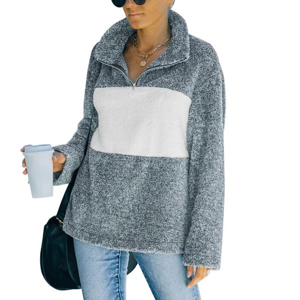 women's hoodies & sweatshirts autumn winter women zipper plush sweater adults color block splicing long sleeve stand collar casual oute, Black
women's hoodies & sweatshirts autumn winter women zipper plush sweater adults color block splicing long sleeve stand collar casual oute, Black