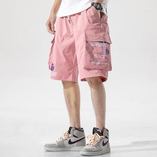 men's shorts mens summer sports loose model mid elastic waist print letter large pocket knee length pink color short pants, White;black
men's shorts mens summer sports loose model mid elastic waist print letter large pocket knee length pink color short pants, White;black