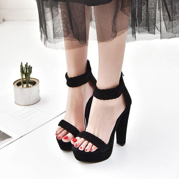 sandals 2021 summer woven belt high heel thick platform large size women sandal, Black
sandals 2021 summer woven belt high heel thick platform large size women sandal, Black