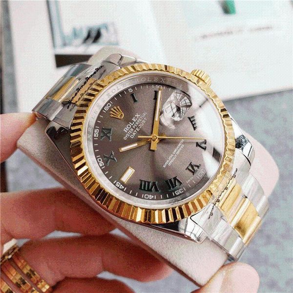 wristwatches fashion men's luxury designer mechanical watch classic black steel band calendar business brand gift 143, Slivery;brown
wristwatches fashion men's luxury designer mechanical watch classic black steel band calendar business brand gift 143, Slivery;brown