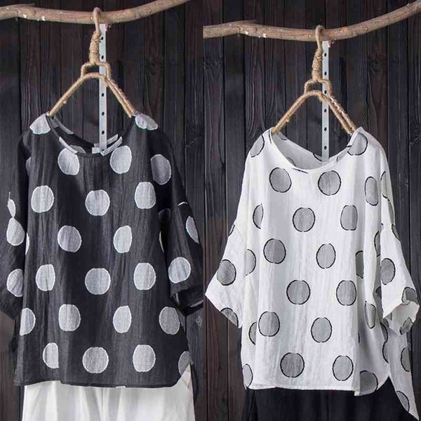 white dot cotton linen womens and blouses plus size short sleeve on female tunic korean style thin summer shirts blusas 210603
white dot cotton linen womens and blouses plus size short sleeve on female tunic korean style thin summer shirts blusas 210603