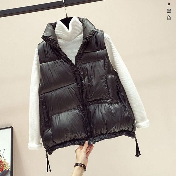 women's vests autumn and winter thickened vest filling cotton solid color sleeveless jacket, Black;white
women's vests autumn and winter thickened vest filling cotton solid color sleeveless jacket, Black;white