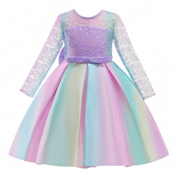 2021 new girls' lace long sleeve contrast color gradient pompous drchildren's bow princdrperformance dress x0803, Red;yellow
2021 new girls' lace long sleeve contrast color gradient pompous drchildren's bow princdrperformance dress x0803, Red;yellow