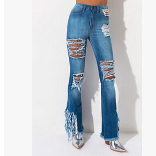 women's jeans plus size hole ripped flare women streetwear high waist wide leg denim pants bell-bottoms trousers female, Blue
women's jeans plus size hole ripped flare women streetwear high waist wide leg denim pants bell-bottoms trousers female, Blue