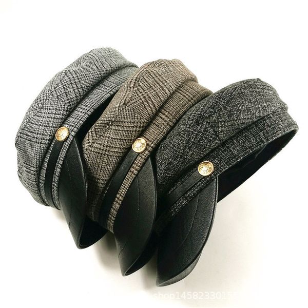 women's octagonal autumn and winter casual versatile british beret fashion military hat street, Blue;gray
women's octagonal autumn and winter casual versatile british beret fashion military hat street, Blue;gray