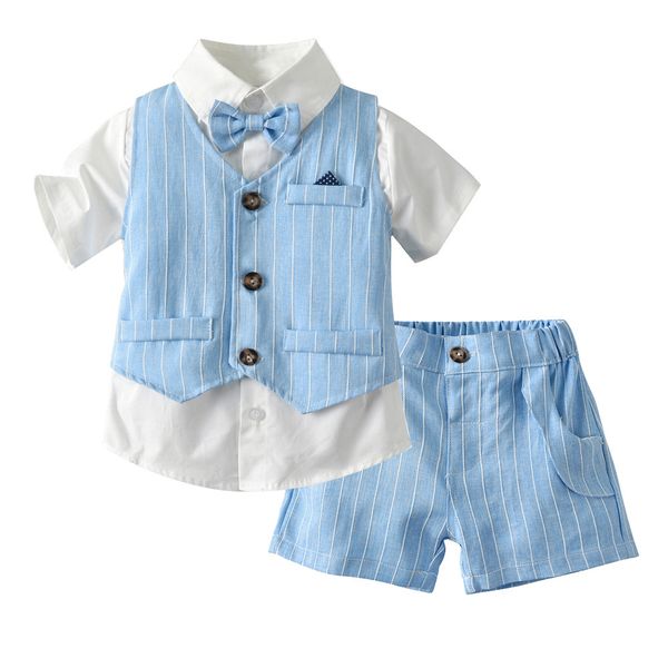 summer men's suit children's striped vest short sleeve shirt casual shorts three piece children's summer, Blue
summer men's suit children's striped vest short sleeve shirt casual shorts three piece children's summer, Blue