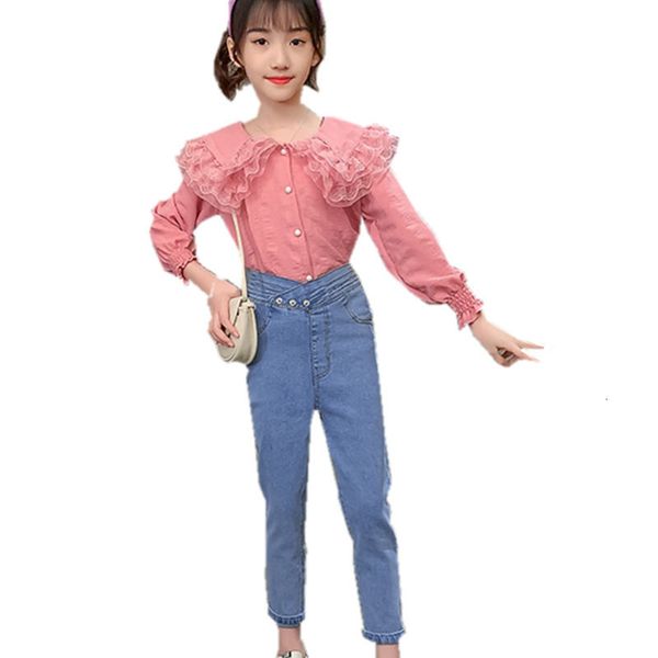2021 new fashionable girls up for spring fall kids flower girl collar blouse + jeans 2 play teenage -up 4-14y sbwz, White
2021 new fashionable girls up for spring fall kids flower girl collar blouse + jeans 2 play teenage -up 4-14y sbwz, White