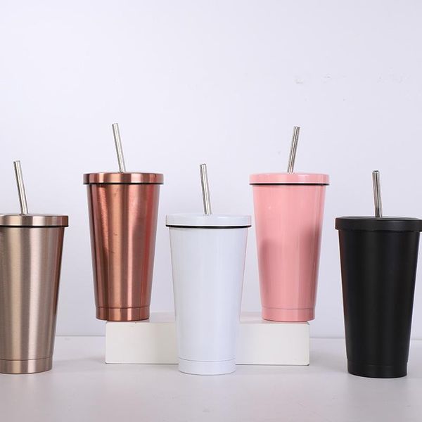 16oz 304 stainless steel cup with metal straw large capacity vacuum flasks solid color coffee tumbler mug
16oz 304 stainless steel cup with metal straw large capacity vacuum flasks solid color coffee tumbler mug