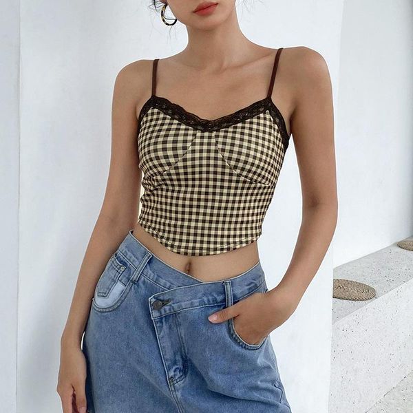 women's tanks & camis women v neck plaid print lace up ruffles skinny sleeveless backless spaghetti strap crop tank punk vest vinta, White
women's tanks & camis women v neck plaid print lace up ruffles skinny sleeveless backless spaghetti strap crop tank punk vest vinta, White