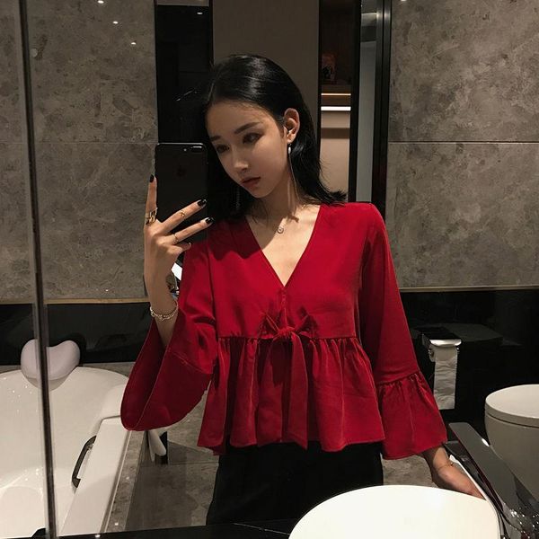women's blouses & shirts 2021 spring style dress loose-fit v-neck bell sleeve chiffon shirt female long, White
women's blouses & shirts 2021 spring style dress loose-fit v-neck bell sleeve chiffon shirt female long, White