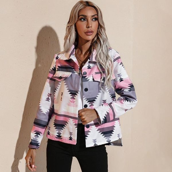 women's jackets ladies button cardigan long sleeve geometric pattern lapel jacket printed 2021 fall casual high street personality, Black;brown
women's jackets ladies button cardigan long sleeve geometric pattern lapel jacket printed 2021 fall casual high street personality, Black;brown