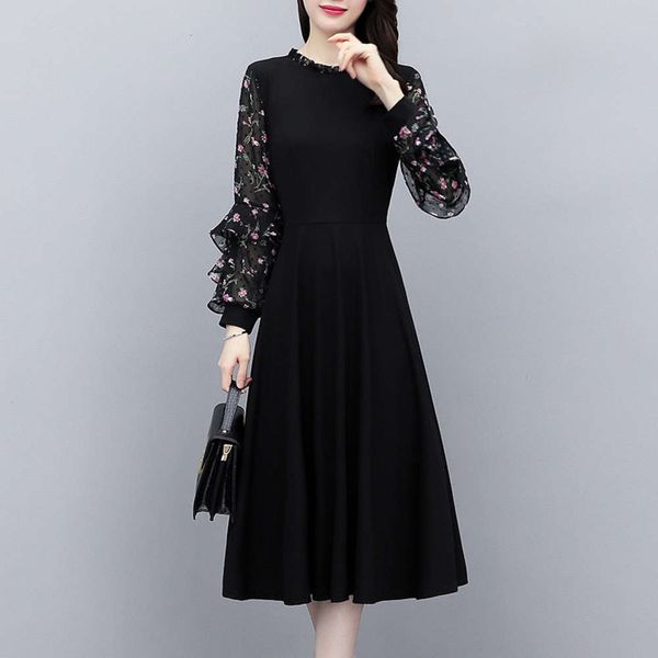 temperament new women's autumn 2020 big fat sister's foreign size style age reducing and skinny black chiffon floral dress hot, Black;gray
temperament new women's autumn 2020 big fat sister's foreign size style age reducing and skinny black chiffon floral dress hot, Black;gray