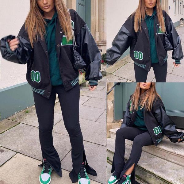 women's jackets 2021 autumn womens coats and hip hop baseball harajuku street casual coat loose stitching jacket, Black;brown
women's jackets 2021 autumn womens coats and hip hop baseball harajuku street casual coat loose stitching jacket, Black;brown