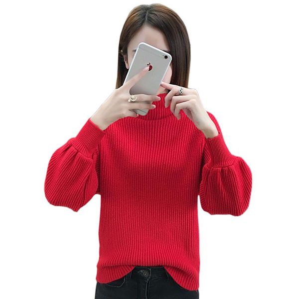 women's sweaters 2021 autumn women knitted turtleneck lantern sleeve sweater casual soft jumper fashion femme elasticity pullovers, White;black
women's sweaters 2021 autumn women knitted turtleneck lantern sleeve sweater casual soft jumper fashion femme elasticity pullovers, White;black