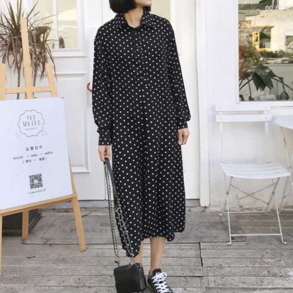 casual dresses plus size polka dot women shirt dress elegant loose turn down collar oversized long sleeve female vestidos 5xl da951, Black;gray
casual dresses plus size polka dot women shirt dress elegant loose turn down collar oversized long sleeve female vestidos 5xl da951, Black;gray