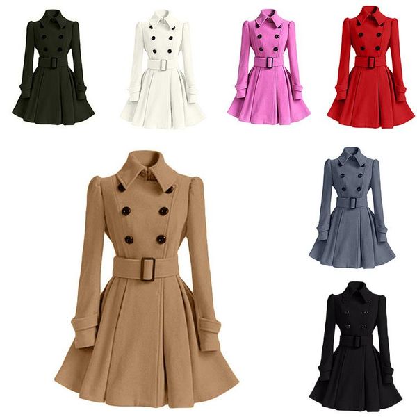 2021 womens autumn winter double-breasted long coat female long sleeve abrigos elegant ruched female adjustable waist jacket, Tan;black